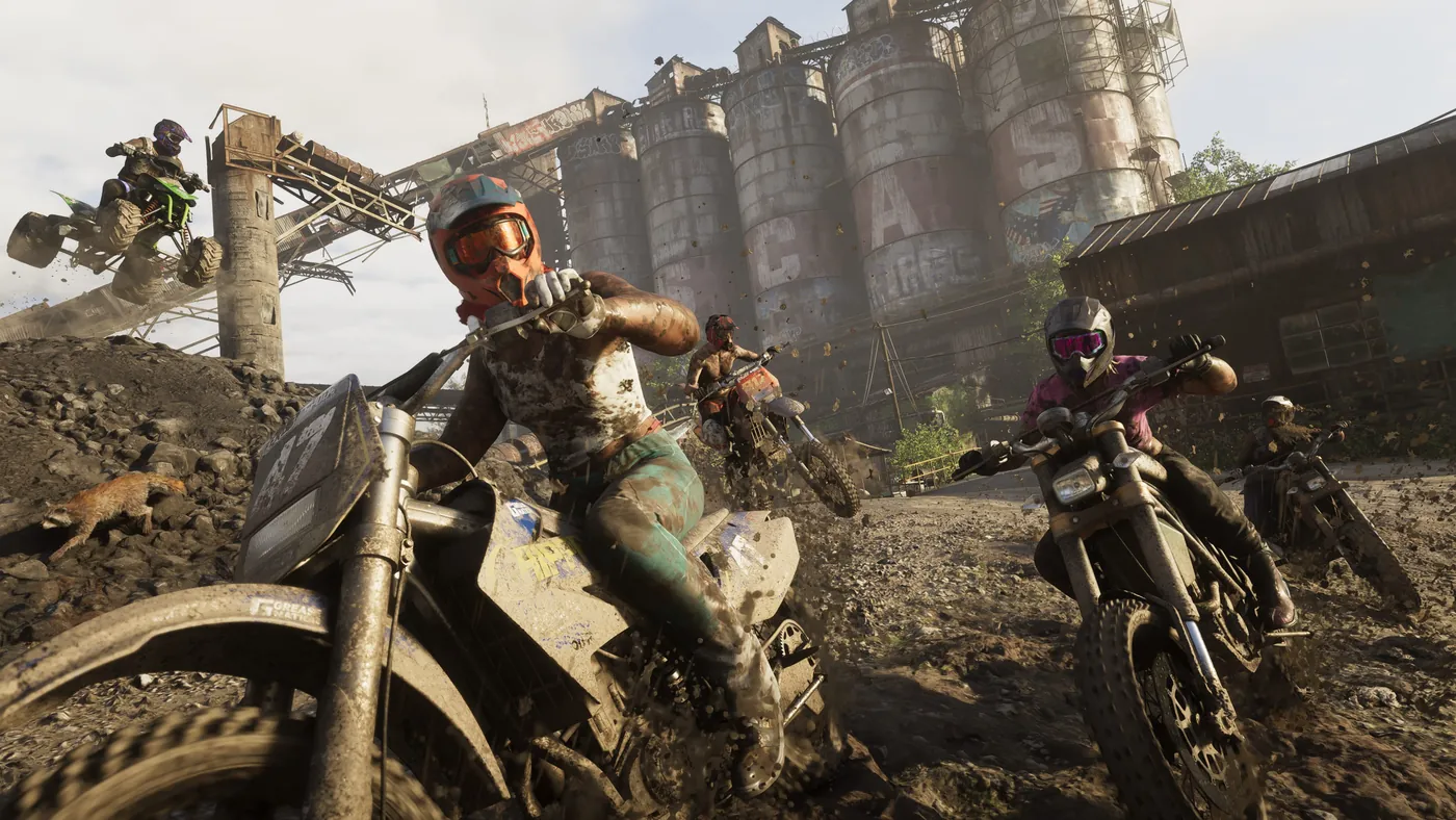Motocross-Fahrer in einem Steinbruch in Leonida — offizielles Artwork zu Grand Theft Auto VI